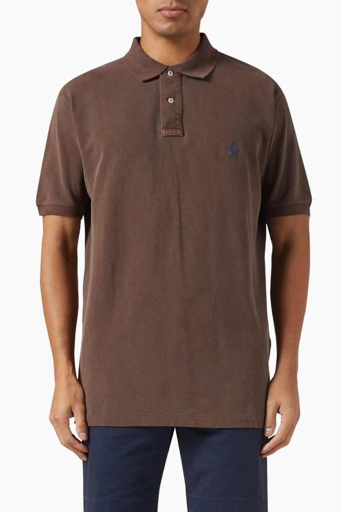Polo Shirt in Cotton Piqué, Brown
