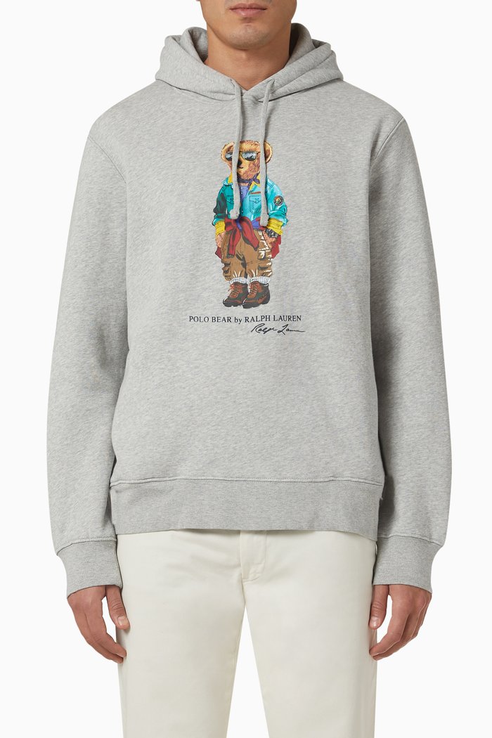 

Polo Bear Hoodie in Fleece, Grey