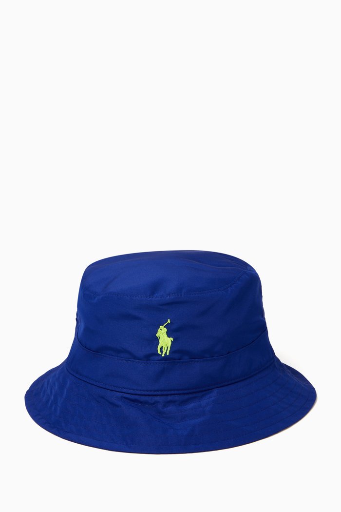 Logo Bucket Hat in Cotton, Blue