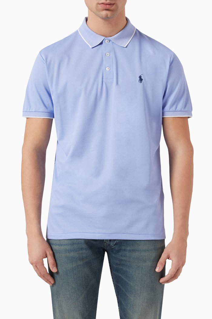 

Polo Shirt in Cotton Piqué, Blue