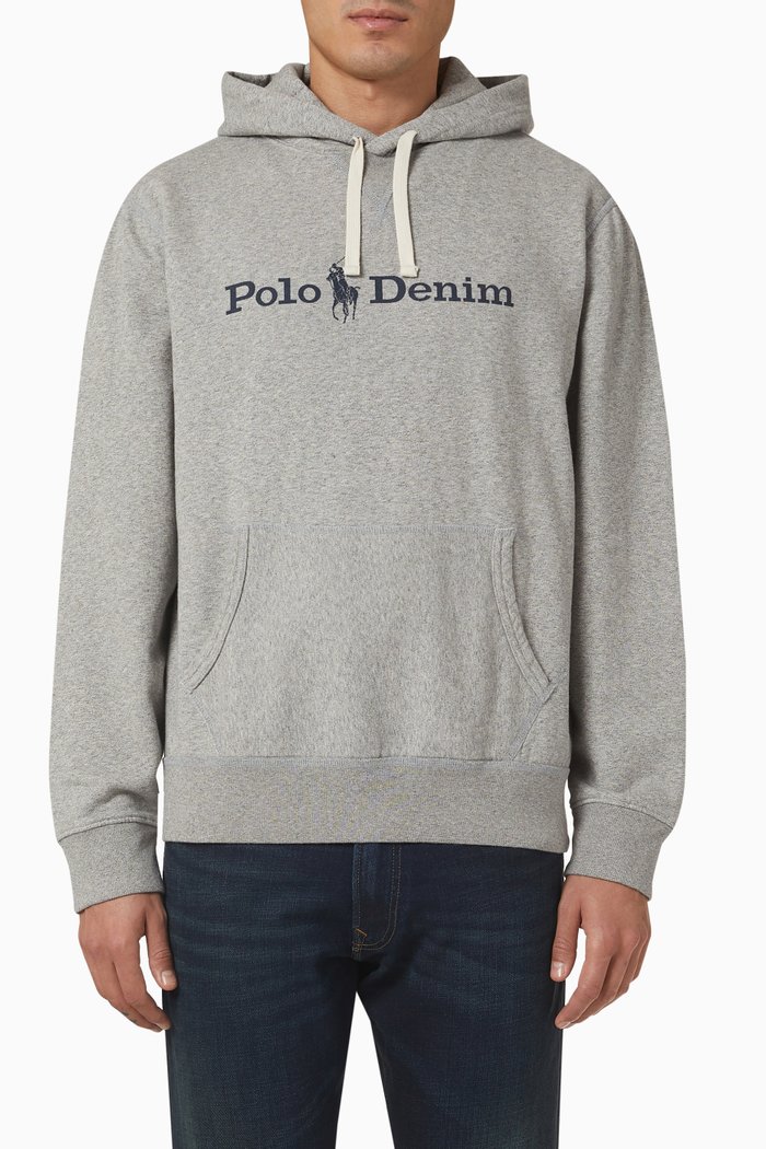 

Logo Printed Hoodie in Cotton, Grey