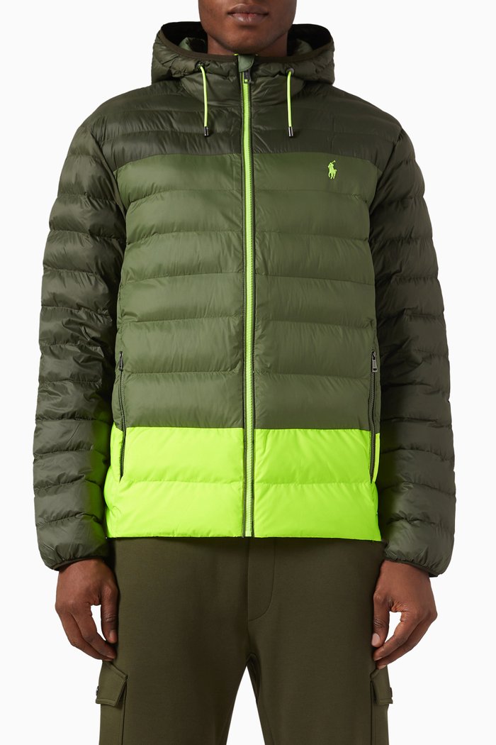 

Terra Insulated Bomber Jacket in Padded Nylon, Green