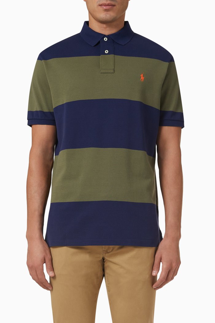 

Logo Striped Polo Shirt in Cotton Pique, Multicolour
