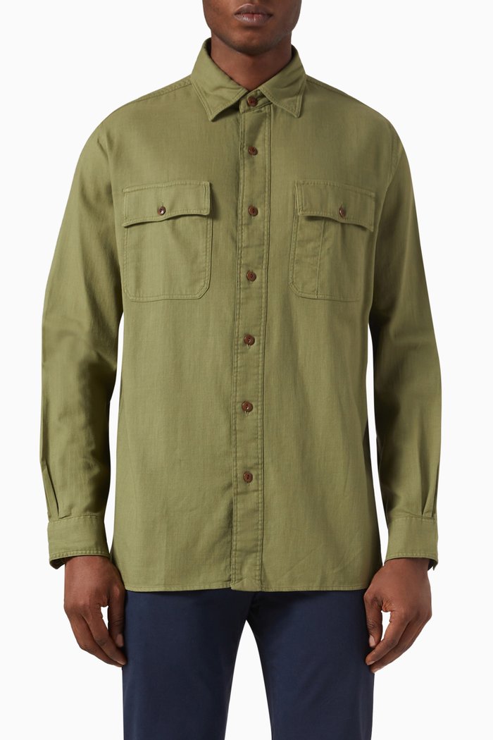 

Sahara Sports Shirt in Cotton, Green