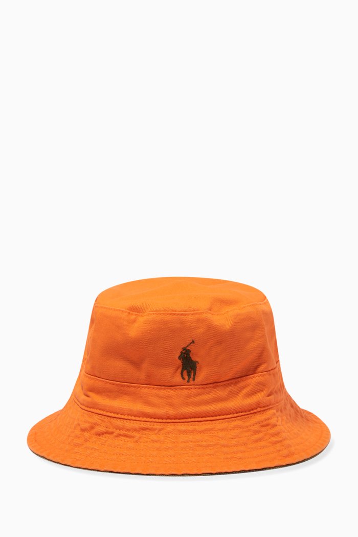 

Reversible Logo Embroidered Bucket Hat in Cotton, Multicolour