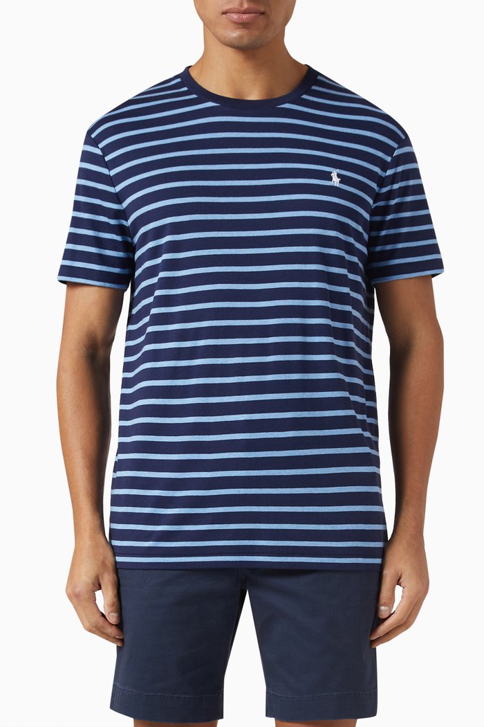 

Striped T-shirt in Cotton Jersey, Blue