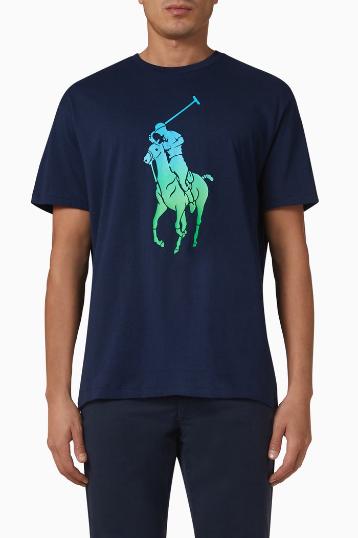 

Logo Graphic Print T-shirt in Cotton, Blue