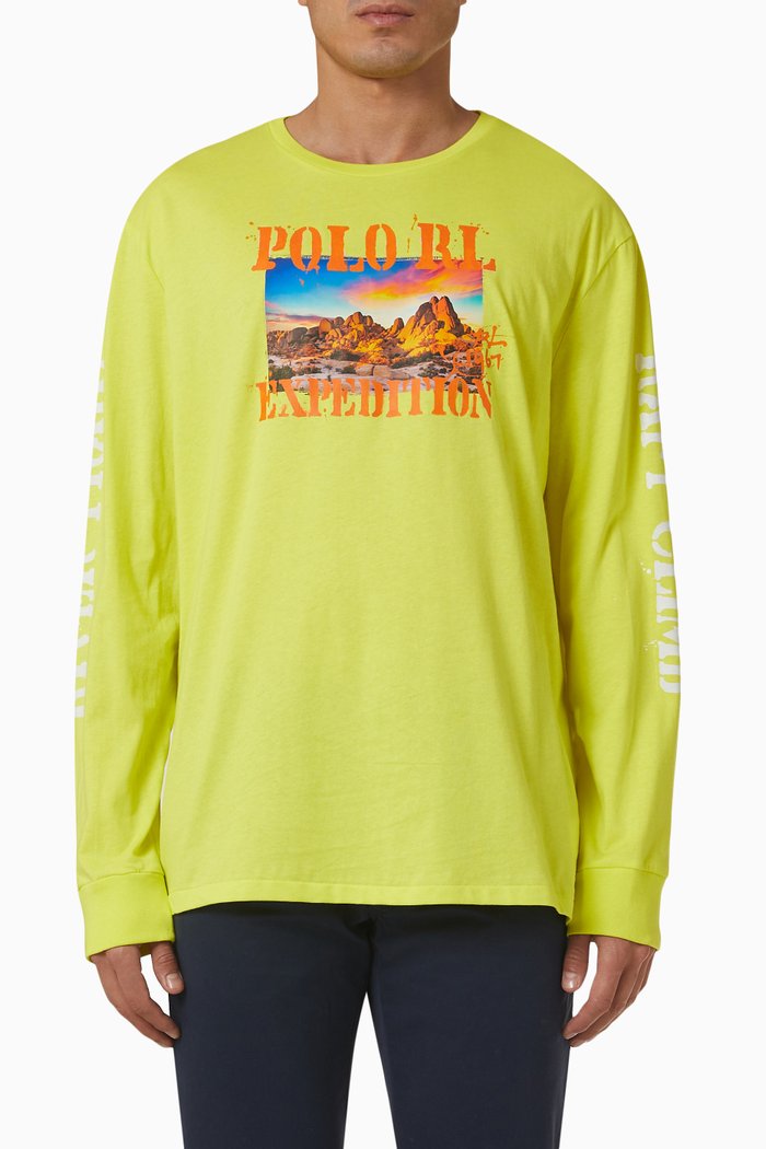 

Classic Fit Graphic T-shirt in Cotton Jersey, Yellow
