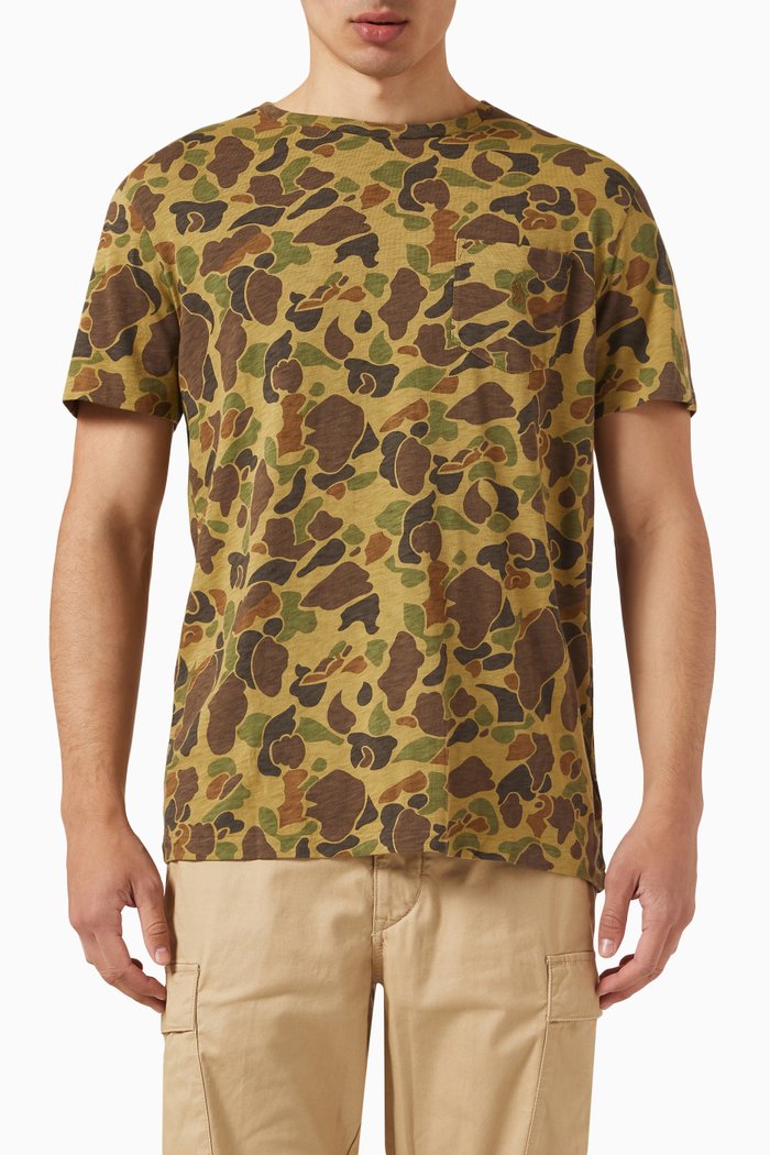 

Camo Print T-shirt in Cotton Jersey, Green