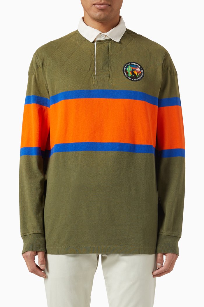 

Rugby Polo Shirt in Cotton Knit, Green