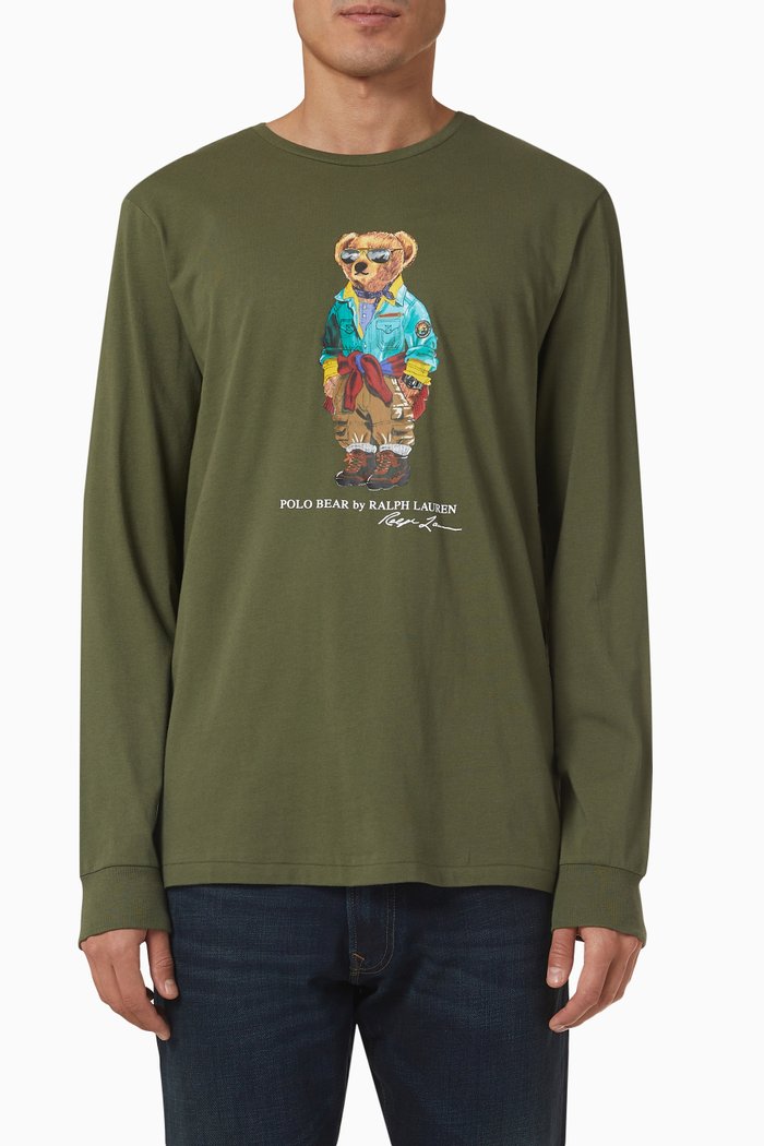 

Polo Bear Print T-shirt in Cotton, Green