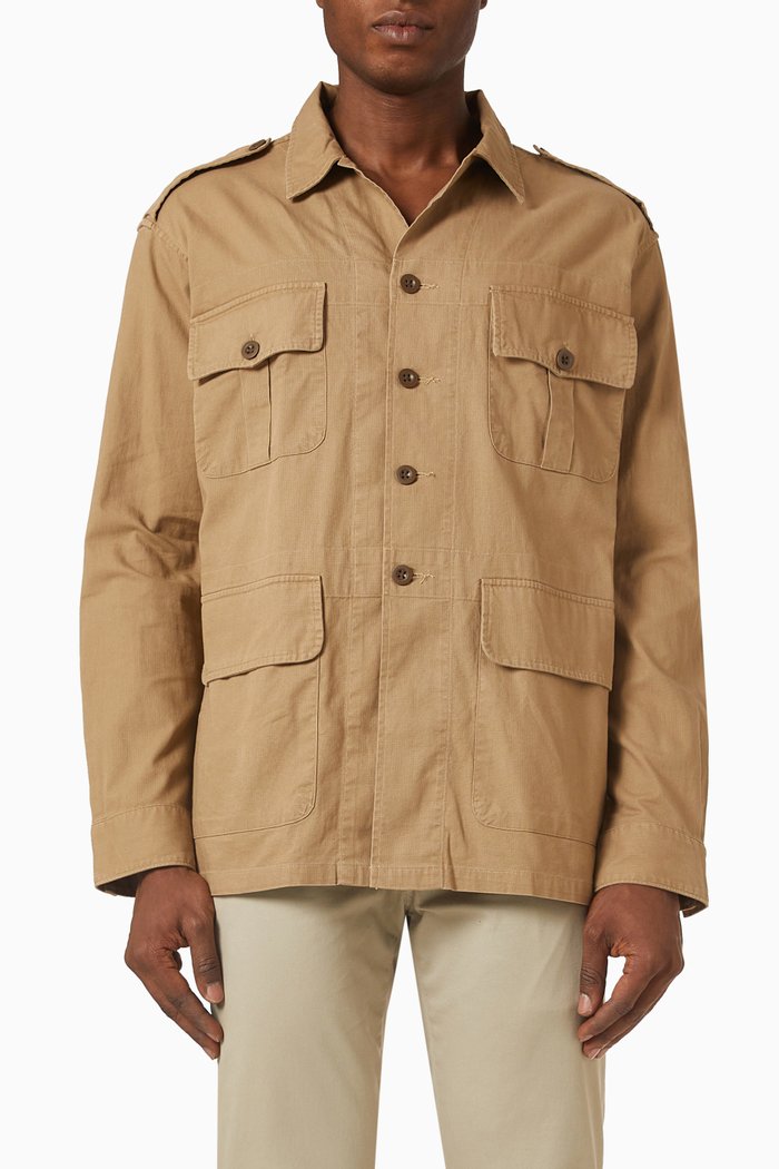 

Dobby Utility Overshirt in Cotton, Neutral
