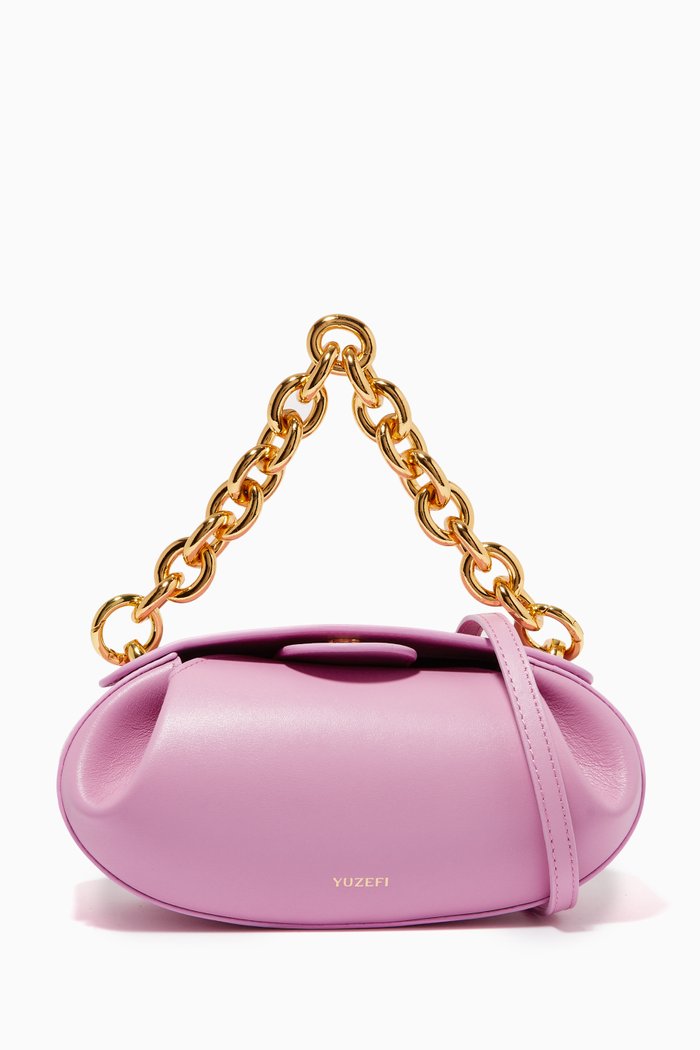 

Dinner Roll Top-handle Bag in Bovine Leather, Pink