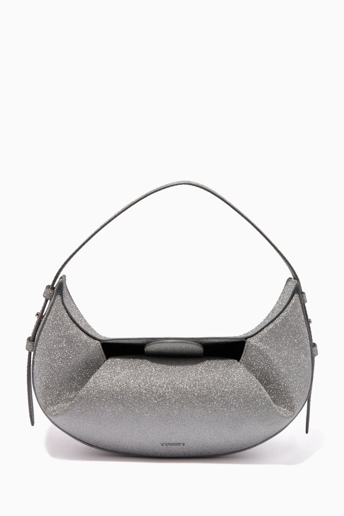 

Mini Fortune Cookie Bag in Glitter, Silver