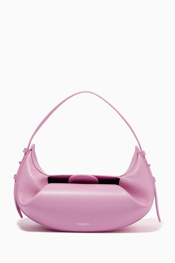 

Mini Fortune Cookie Bag in Leather, Pink