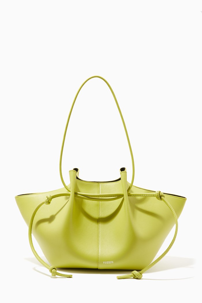 

Small Mochi Tote Bag in Leather, Green