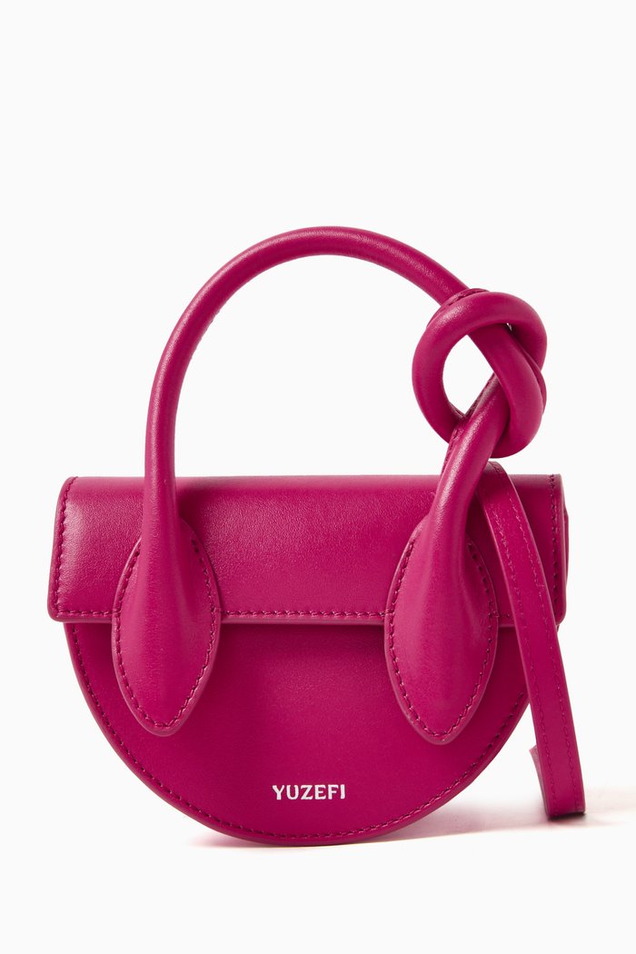

Mini Pretzel Flap-over Shoulder Bag in Bovine Leather, Pink
