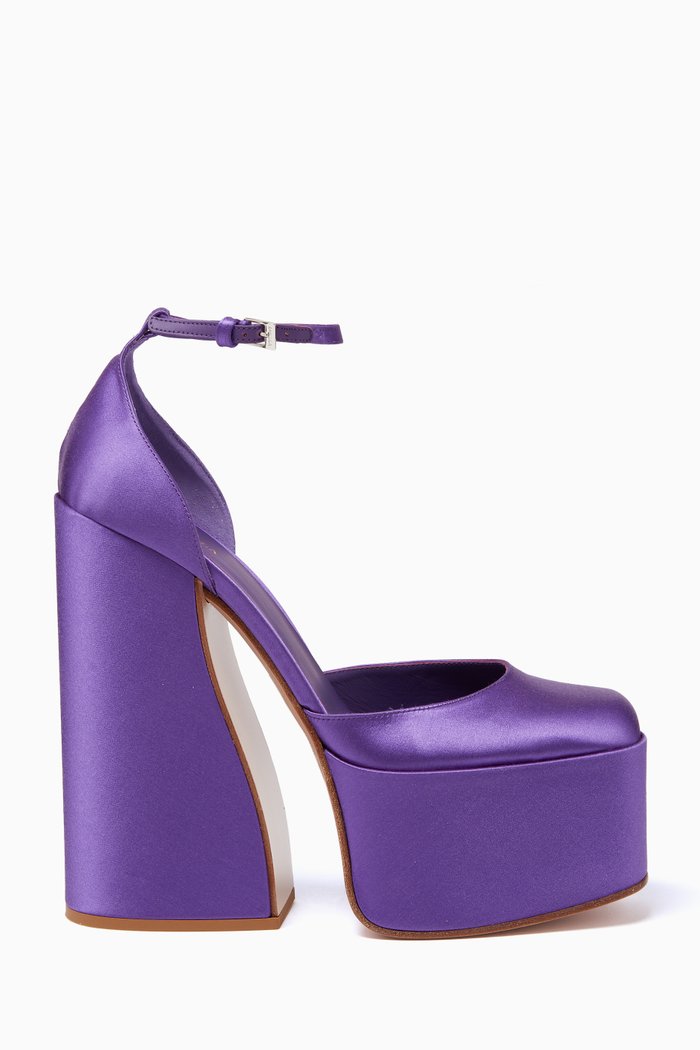 

Nikki Platform 100 Pumps in Satin, Purple