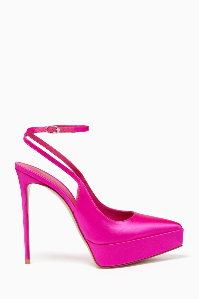 

Uma 140 Platform Pumps in Satin, Pink