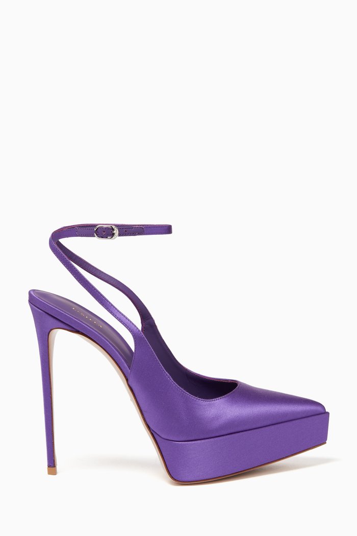 Uma 140 Platform Pumps in Satin, Purple