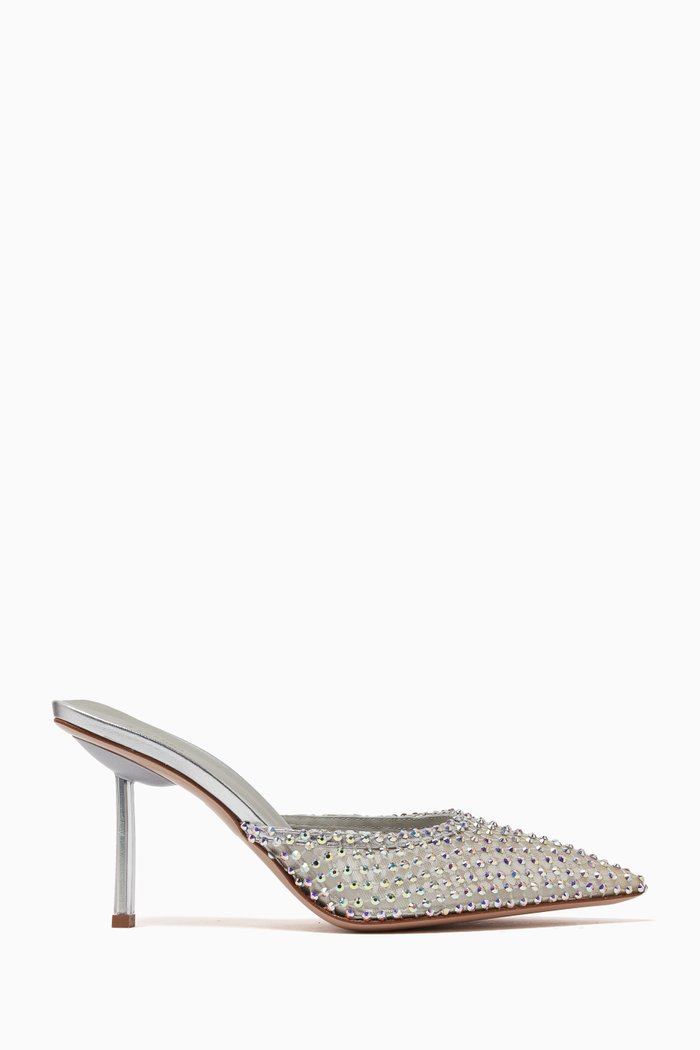

Gilda 80 Crystal Mesh Mules in Nylon, Silver
