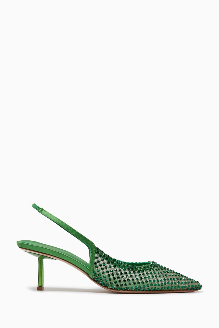 

Gilda 60 Crystal Mesh Slingback Pumps in Nylon, Green