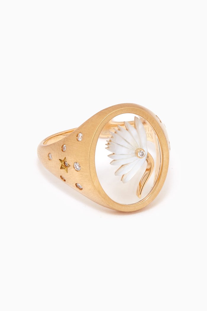 

Wared 2.0 Diamond & Mother of Pearl Ring in 18kt Gold, Yellow