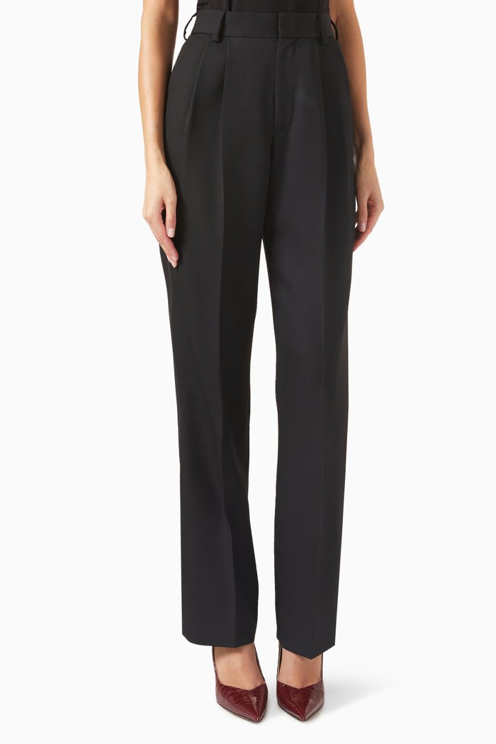 Celia High-rise Pants in Wool, Black
