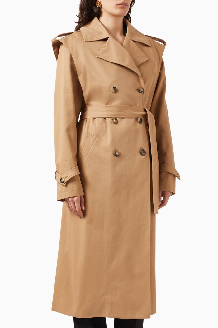 

Roopal Belted Trench Coat in Cotton, Neutral