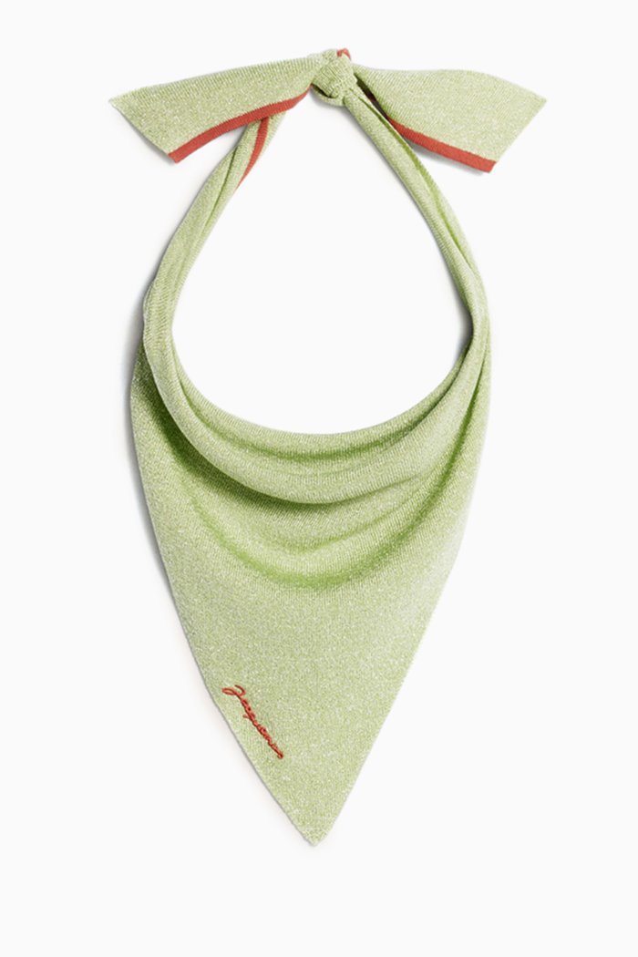Le Foulard Brilho Scarf in Viscose-lurex, Green