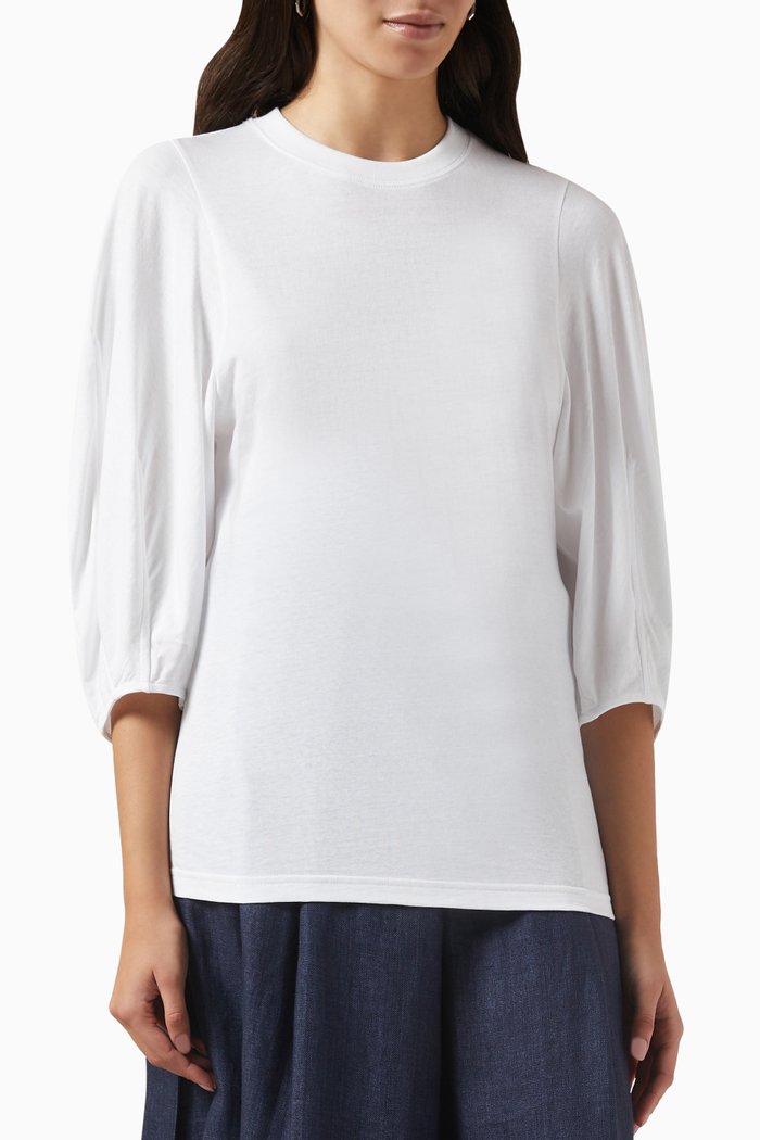 

Balloon Sleeve Top in Cotton, White