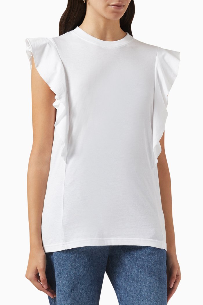

Ruffled Top in Cotton, White