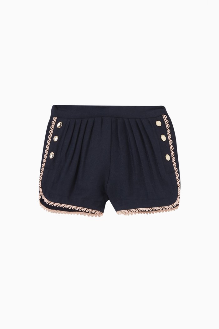 

Decorative Shorts in Linen-blend, Blue