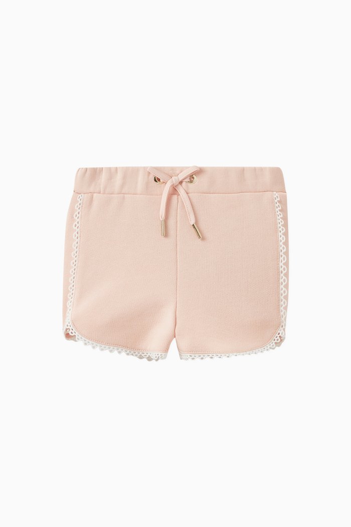 Lace-trim Shorts in Cotton, Pink