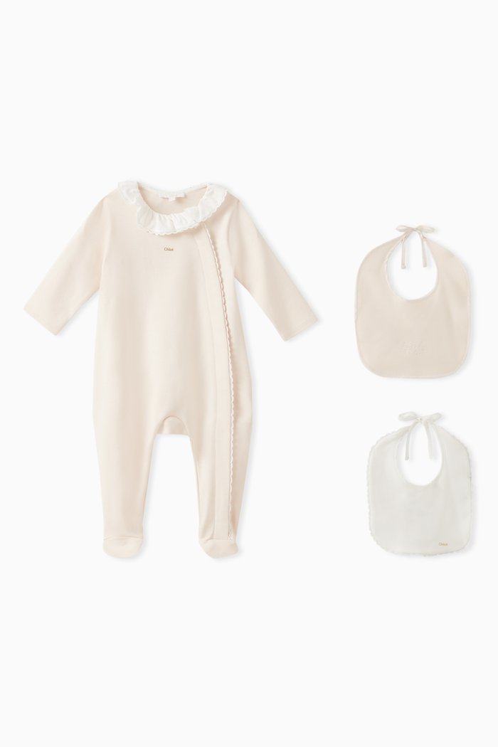 Logo-embroidered Sleepsuit Set in Organic Cotton-jersey, Pink