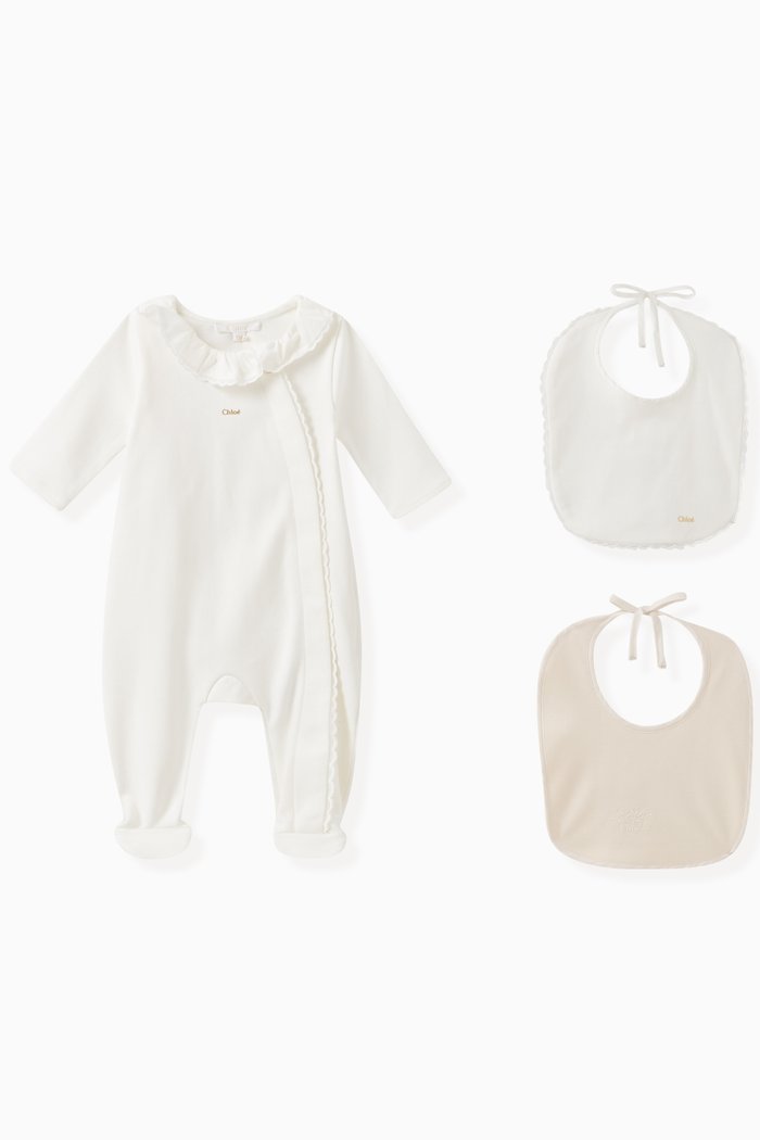 

Logo-embroidered Sleepsuit Set in Organic Cotton-jersey, White