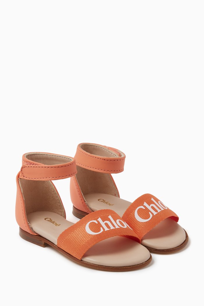 

Logo Sandals in Canvas & Leather, Orange