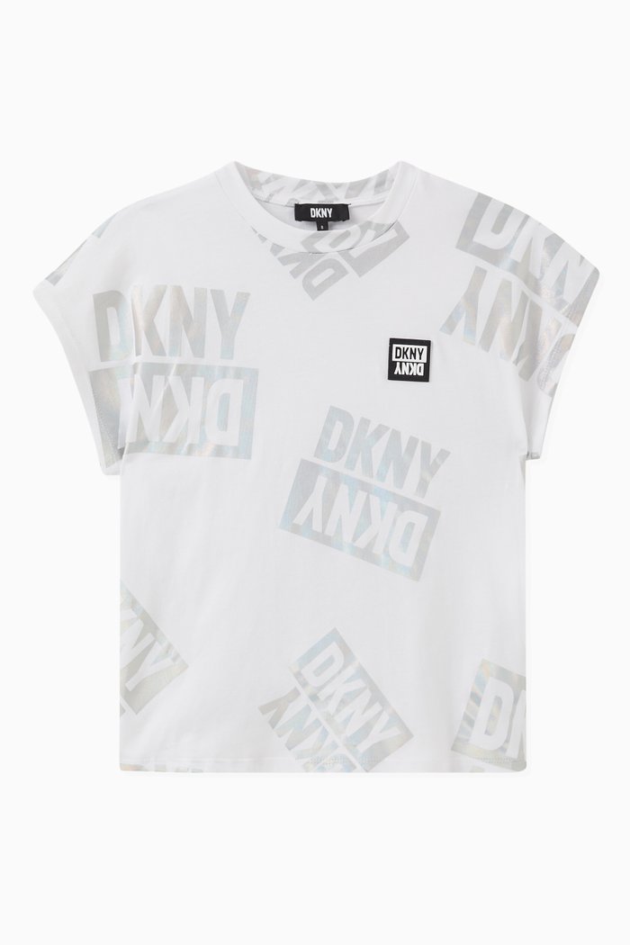 

Metallic-logo print T-shirt in Cotton-jersey, White