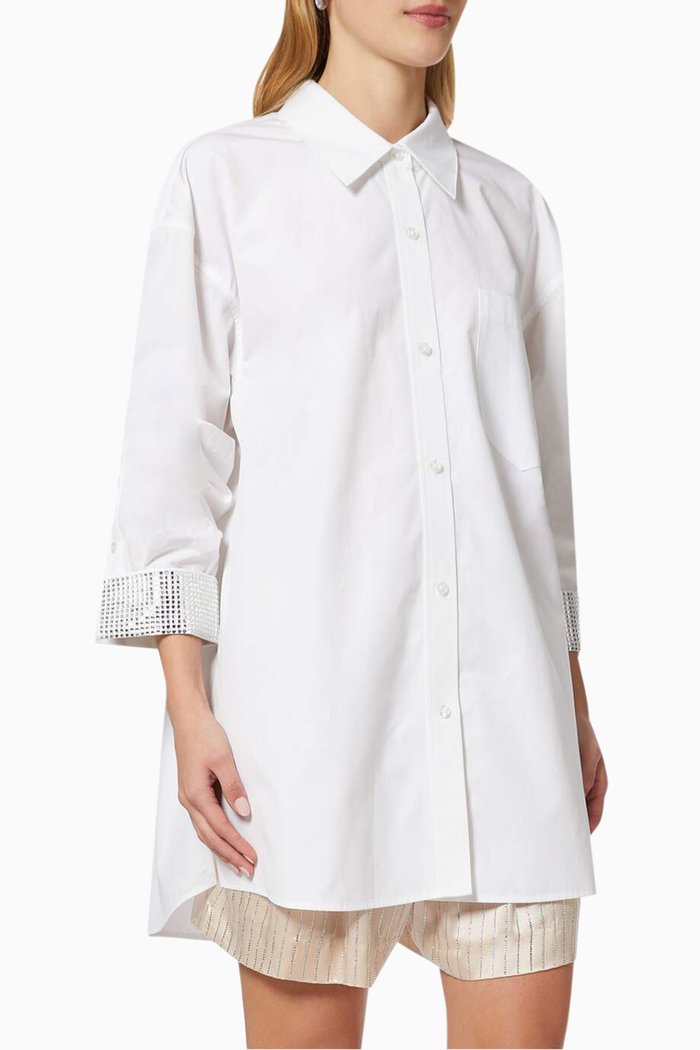 

Crystal Cuff Shirt in Cotton, White