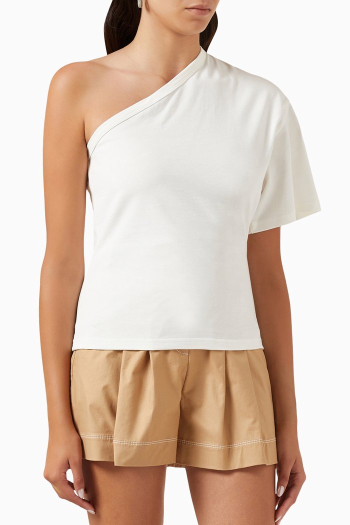 

One-shoulder T-shirt in Heavyweight Cotton Jersey, Neutral