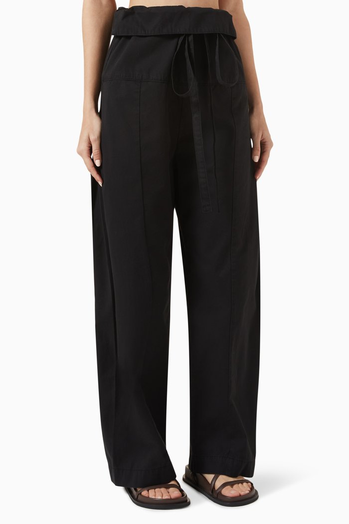 Fisherman Drawcord Pants in BCI Cotton, Black