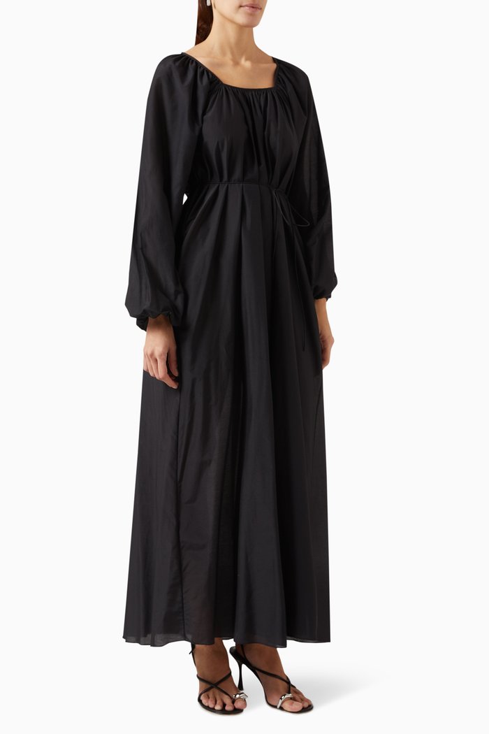 

Decolette Dress in Organic Cotton & Silk, Black