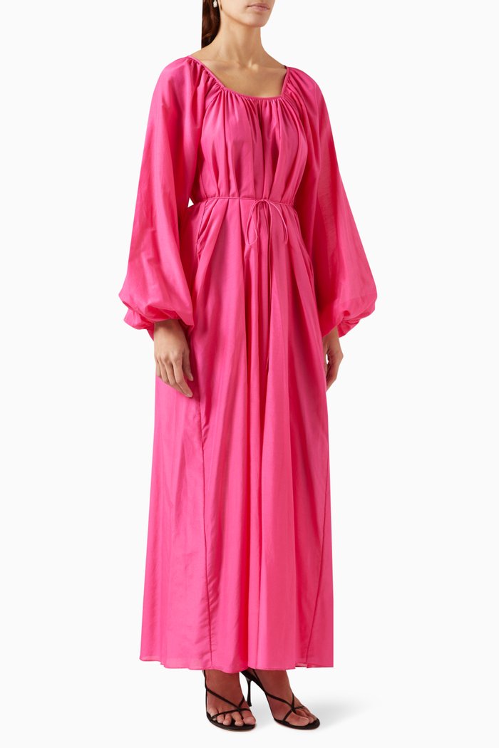 

Decolette Dress in Organic Cotton & Silk, Pink