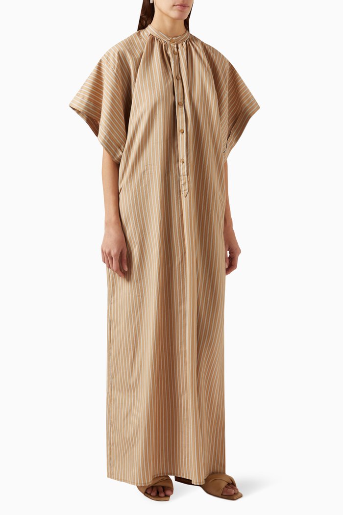 

The Button Front Djellaba in Cotton & Silk, Neutral