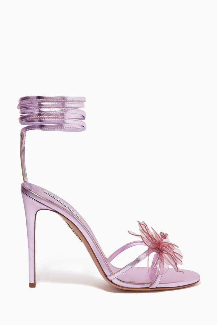 Zsa Zsa Sandals in Metallic Leather, Purple