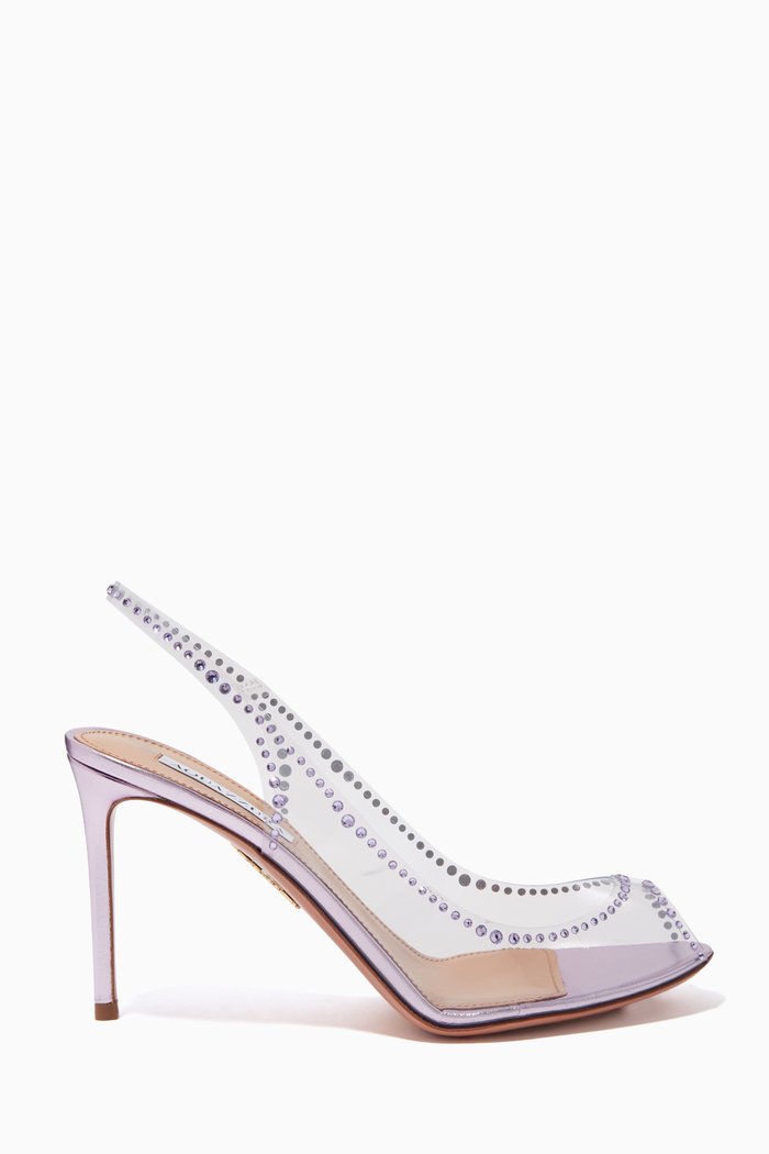 

Ray of Light 85 Crystal-embellished Slingback Pumps in PVC and Leather, Purple