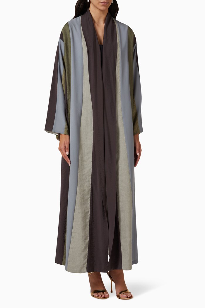

Multi Striped Abaya, Multicolour