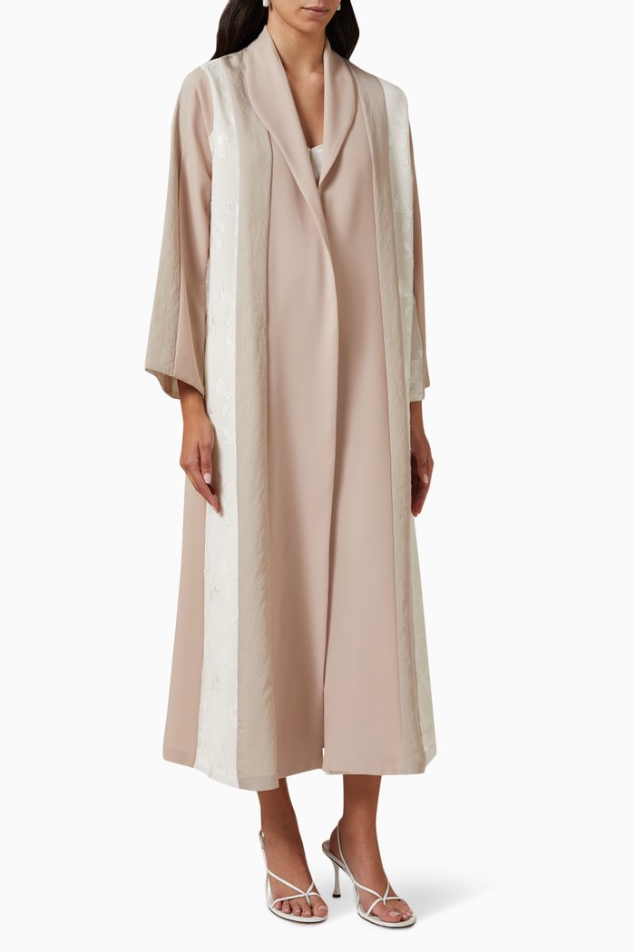 

Floral-embossed Stripe Abaya, Multicolour