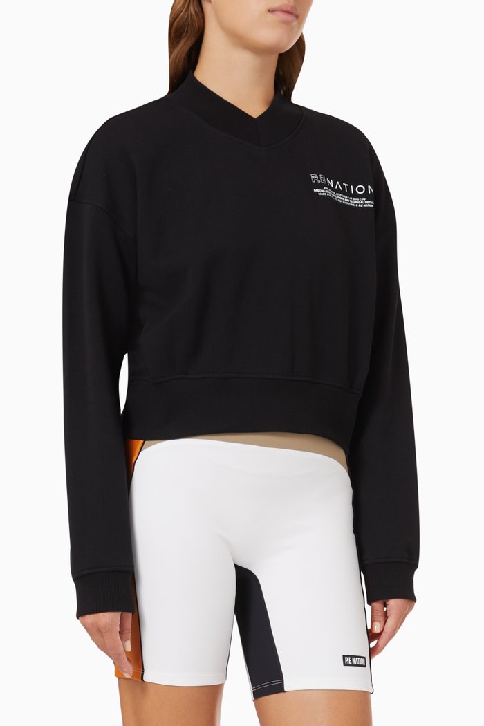 

Challenge Cropped Sweat in Organic Cotton, Black
