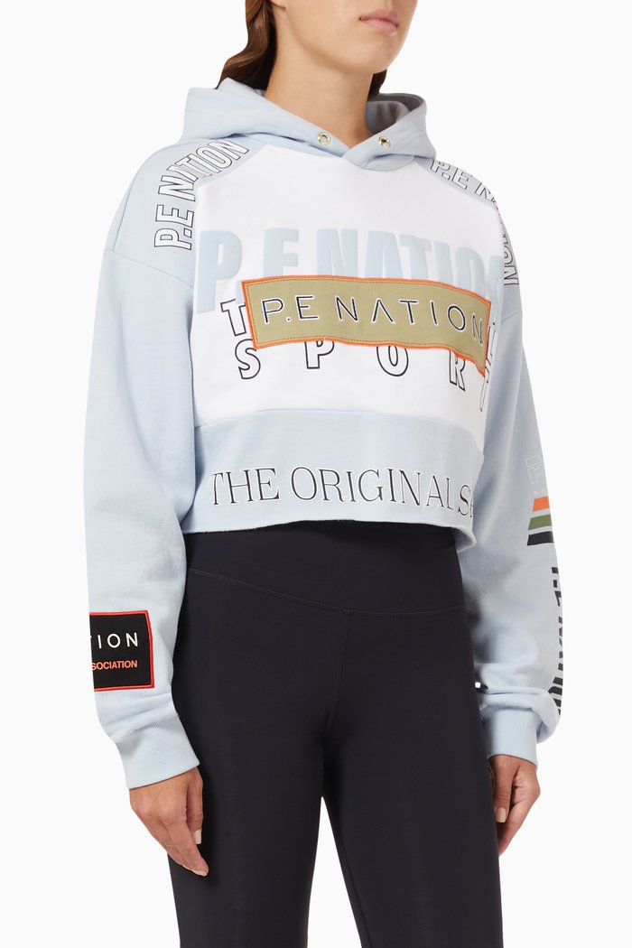 

Cruiser Cropped Hoodie in Organic Cotton, Blue